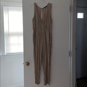 ABERCROMBIE Tan & White Striped Jumpsuit
